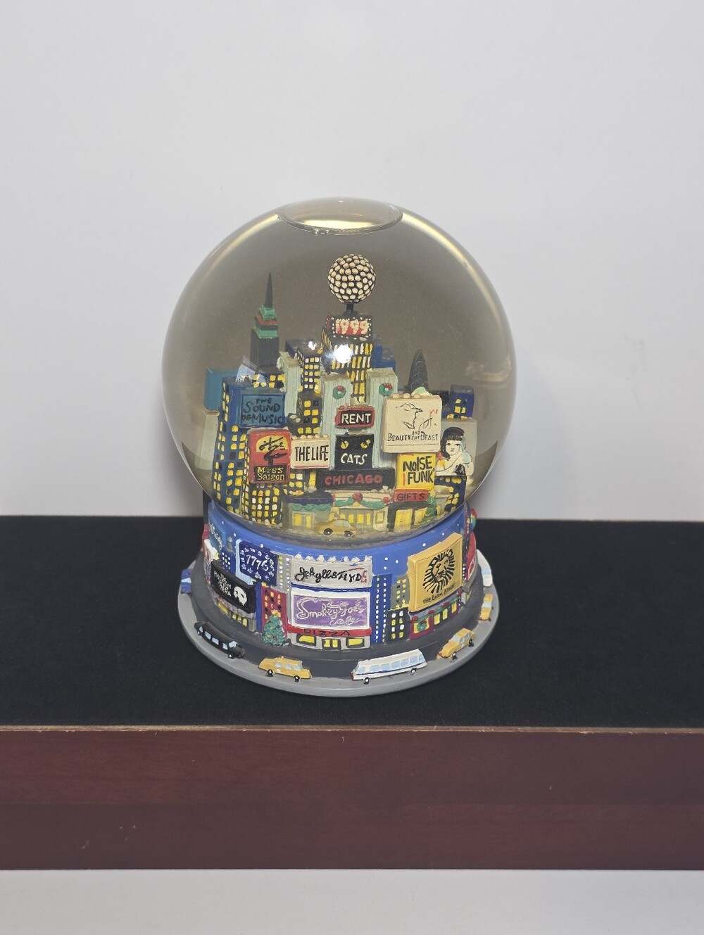 Vintage NYC Times Square Broadway Musical Snow Globe Musical Box 1999 New Years